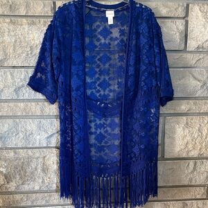 Chico's Royal Blue Lace Kimono Top